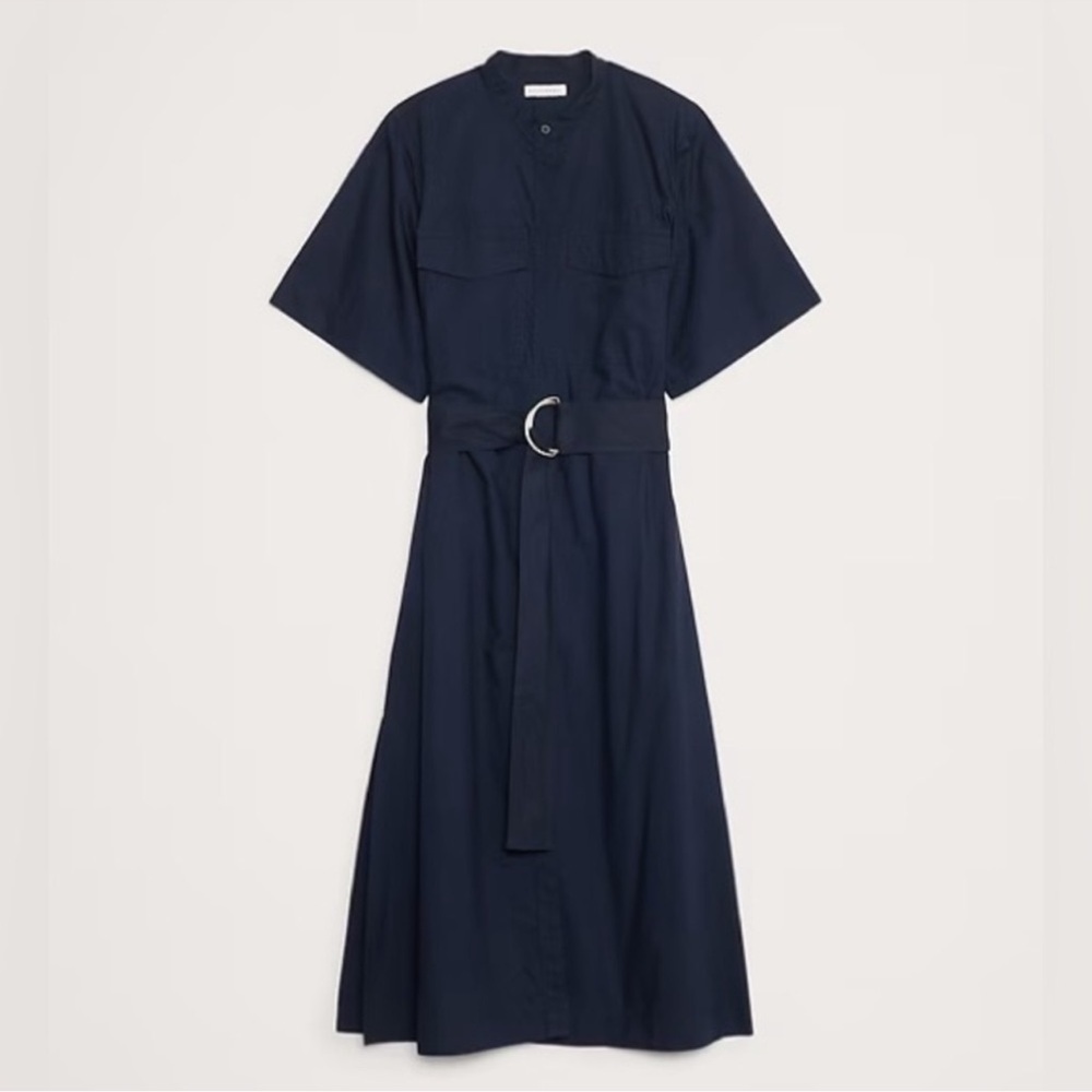NWT! Banana Republic Navy Blue Cotton Poplin Utility Shirt Dress - Multiple